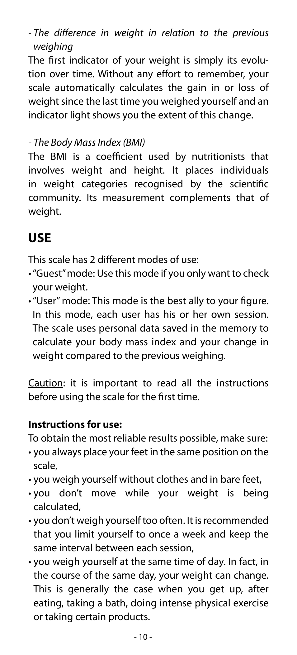 Babyliss SL33E PESE-PERSONNE ELECTRONIQUE COACHING User Manual | Page 10 / 78