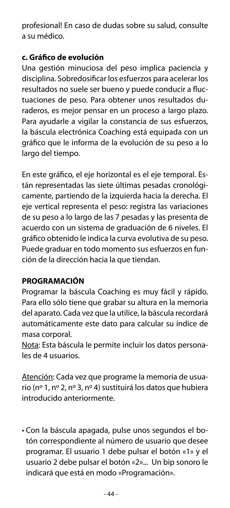 Babyliss SL33E PESE-PERSONNE ELECTRONIQUE COACHING User Manual | Page 44 / 78