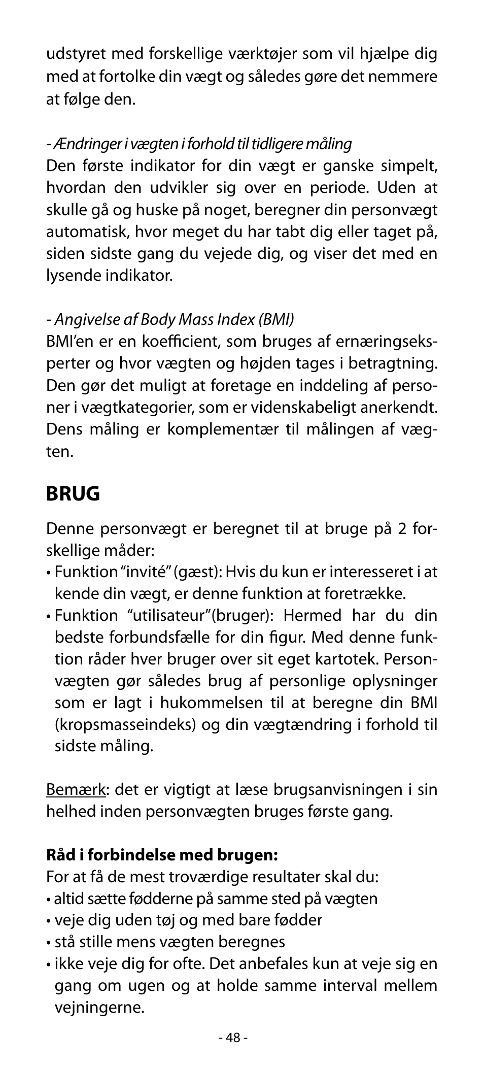 Brug | Babyliss SL33E PESE-PERSONNE ELECTRONIQUE COACHING User Manual | Page 48 / 78