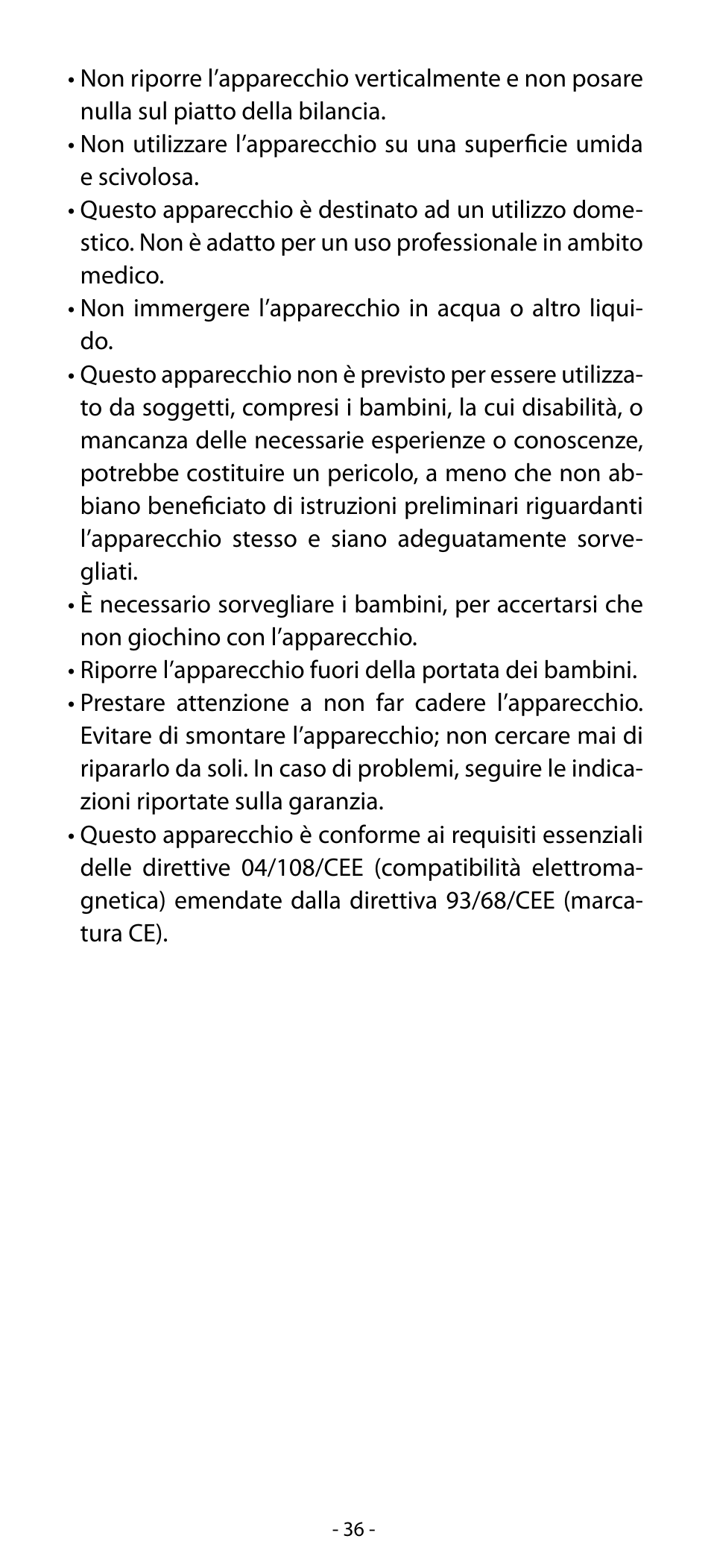 Babyliss SL31 Electronic Monitoring Scale User Manual | Page 36 / 72