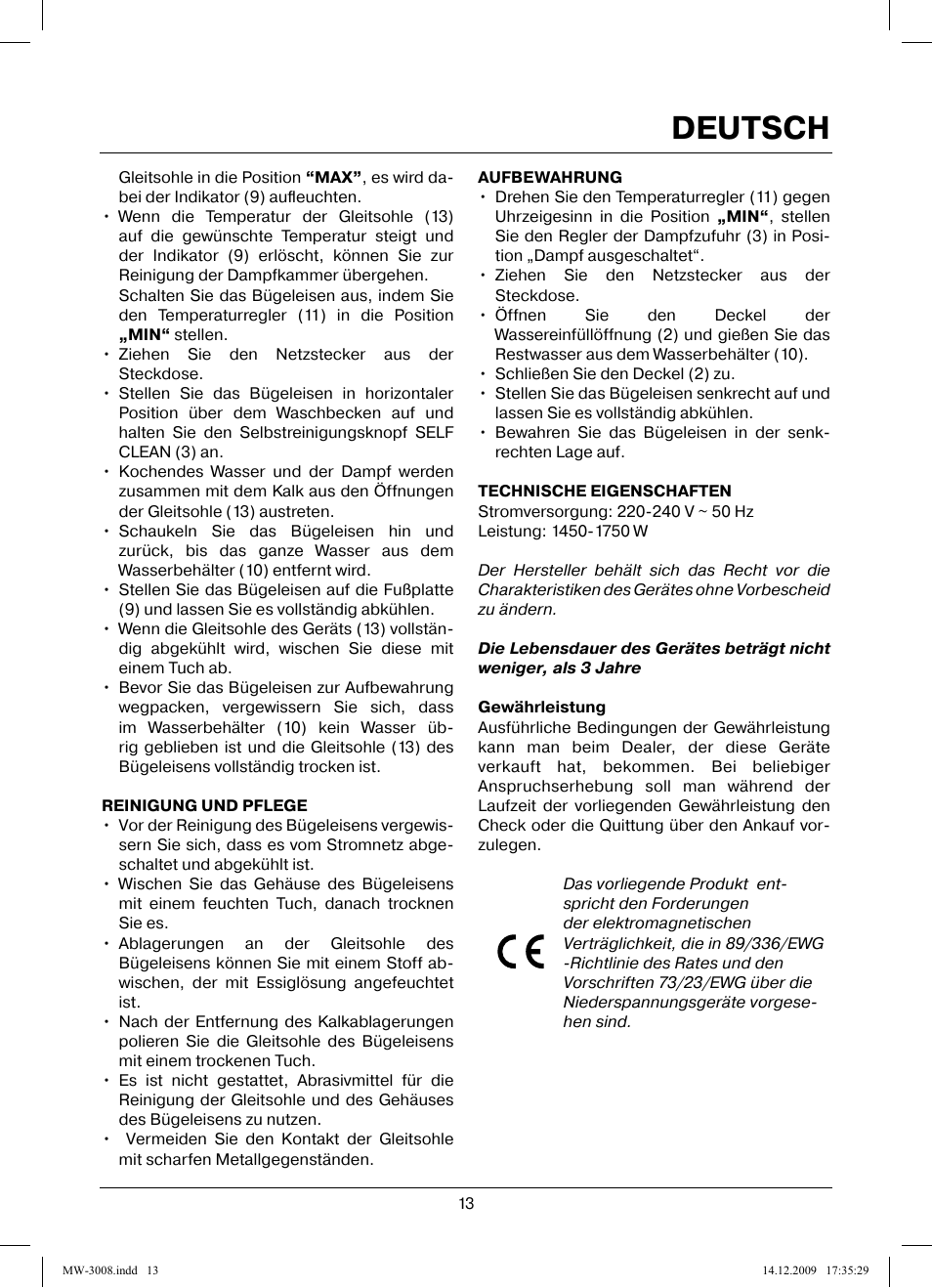 Deutsch | MAXWELL MW-3008 VT User Manual | Page 13 / 40