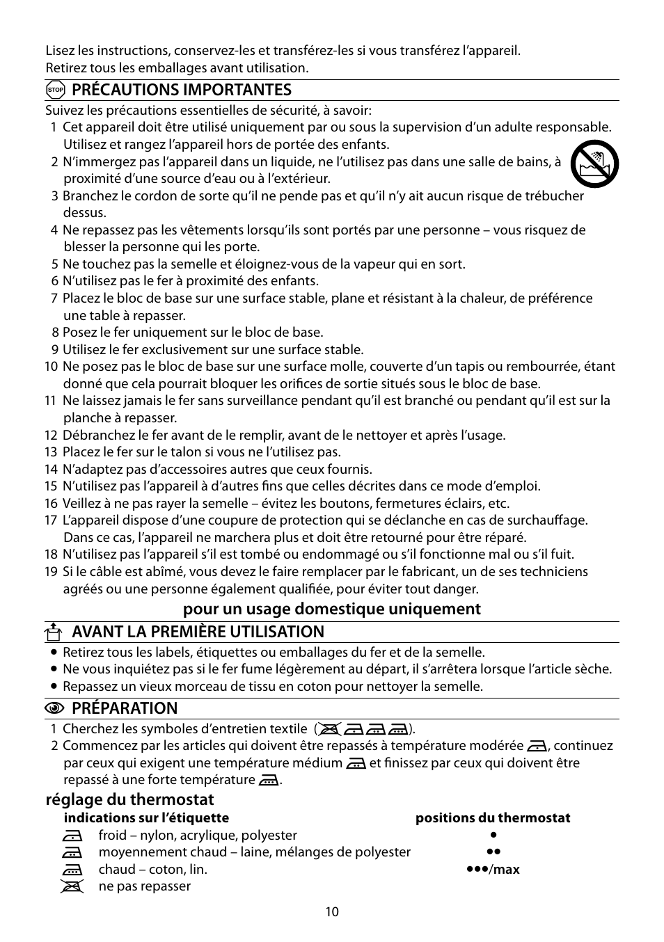 RUSSELL HOBBS STEAM GLIDE User Manual | Page 10 / 92