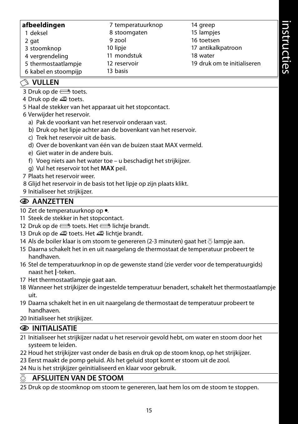 Ins tru cti es | RUSSELL HOBBS STEAM GLIDE User Manual | Page 15 / 92