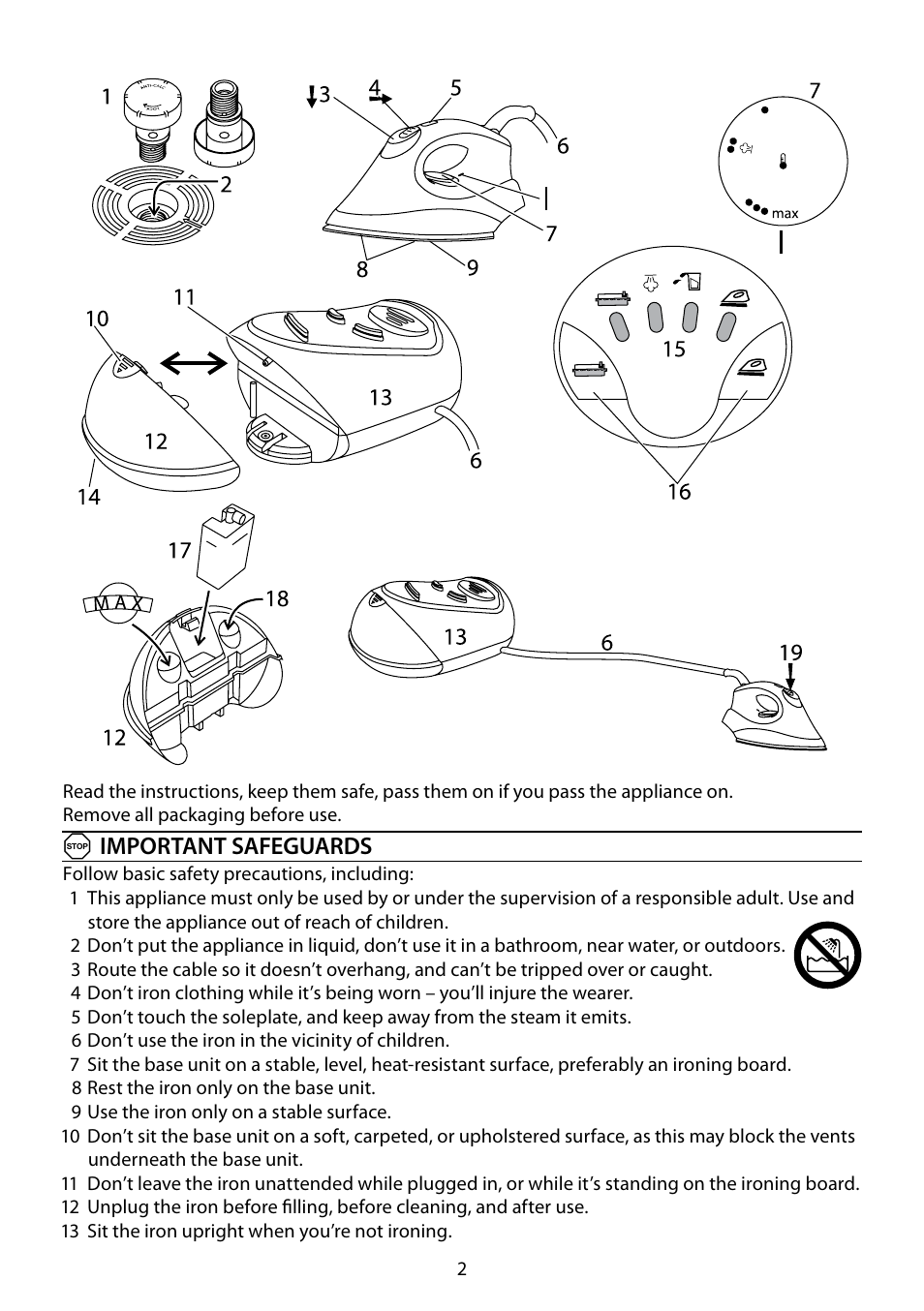 Aimportant safeguards | RUSSELL HOBBS STEAM GLIDE User Manual | Page 2 / 92