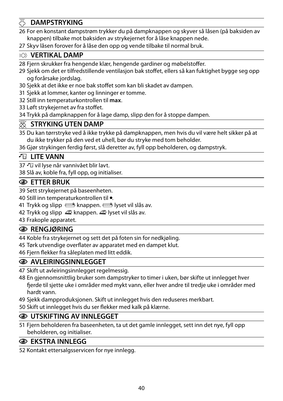 RUSSELL HOBBS STEAM GLIDE User Manual | Page 40 / 92