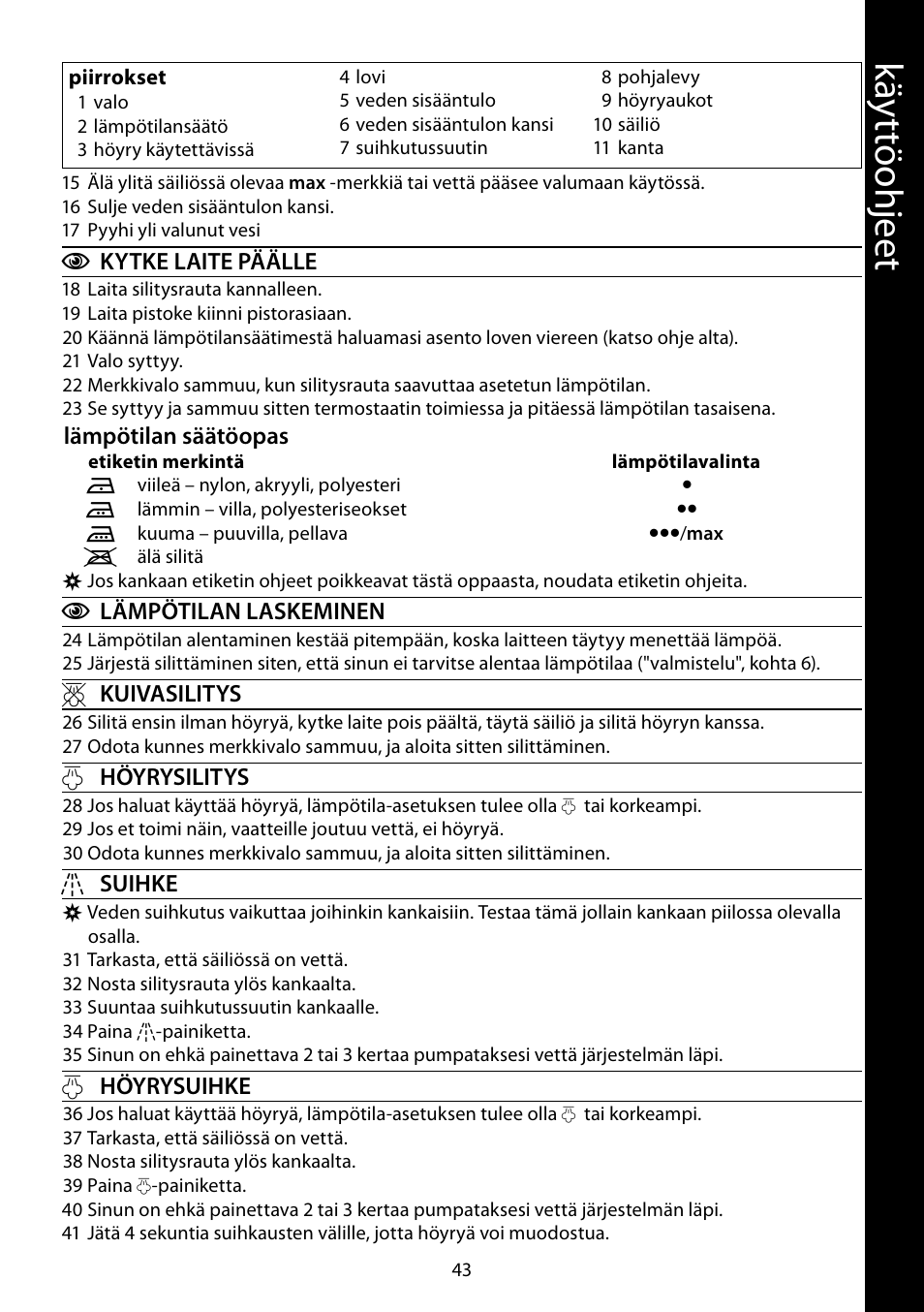 Kä yt tö oh je et | RUSSELL HOBBS 14993-56 User Manual | Page 43 / 92
