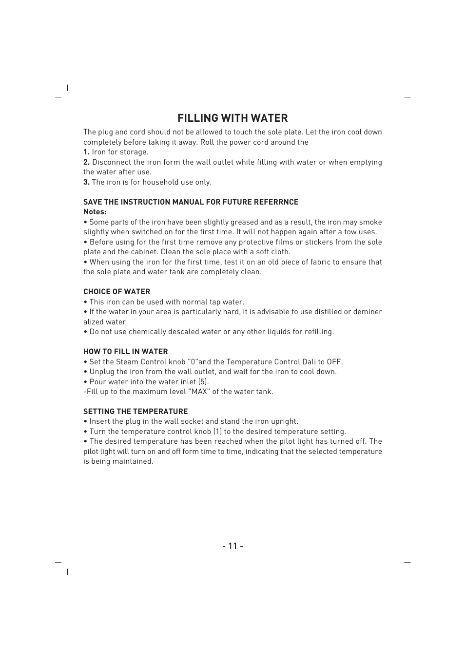 Filling with water | SINBO SSI 2858 User Manual | Page 12 / 48
