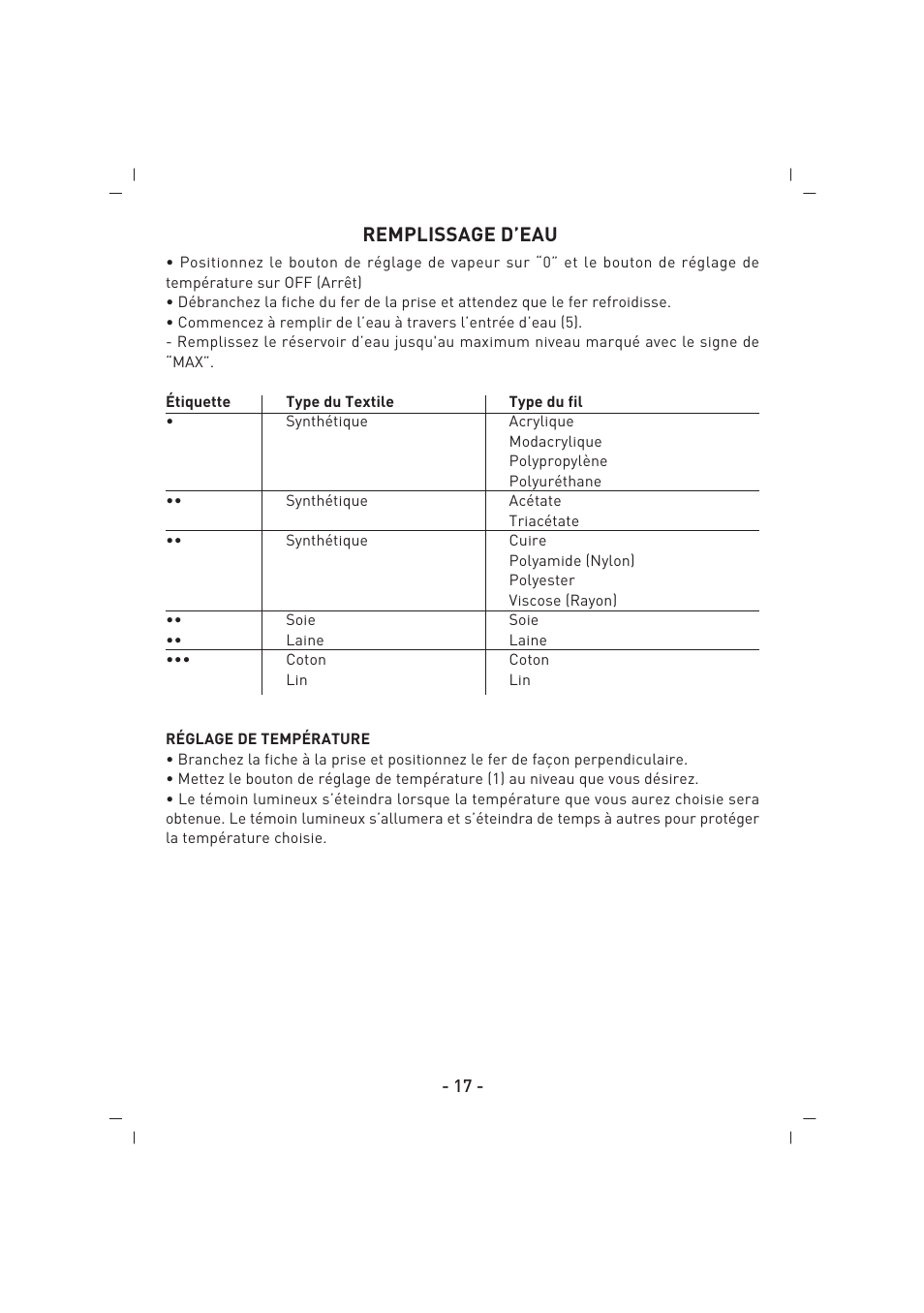 Remplissage d’eau | SINBO SSI 2858 User Manual | Page 18 / 48