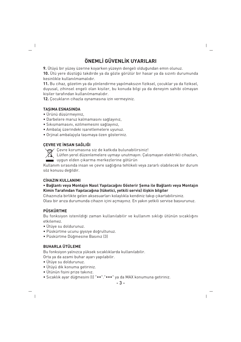 Öneml‹ güvenl‹k uyarilari | SINBO SSI 2858 User Manual | Page 4 / 48