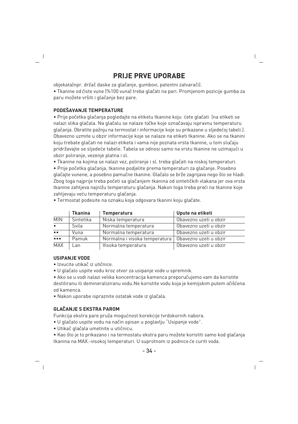 Prije prve uporabe | SINBO SSI 2854 User Manual | Page 35 / 44