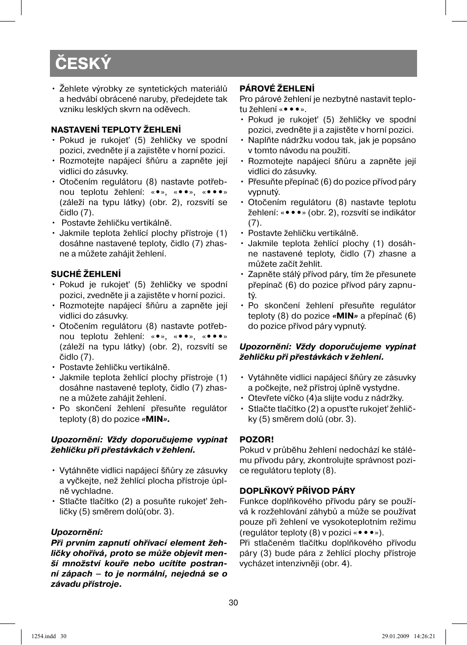 Český | Vitek VT-1254 User Manual | Page 30 / 48