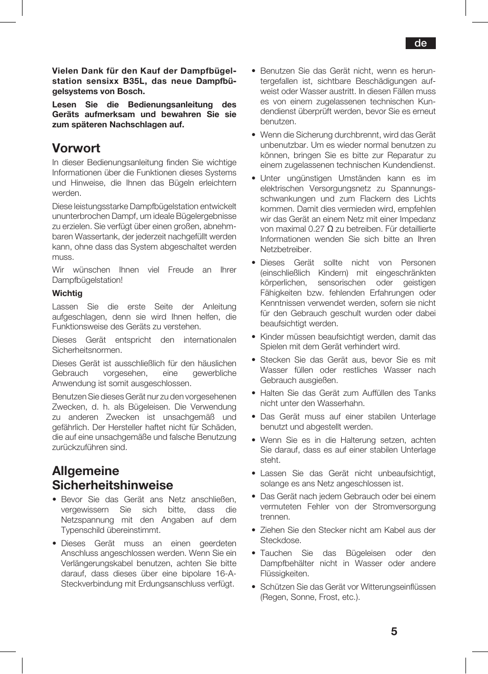 Vorwort, Allgemeine sicherheitshinweise | Bosch TDS 3530 User Manual | Page 5 / 114