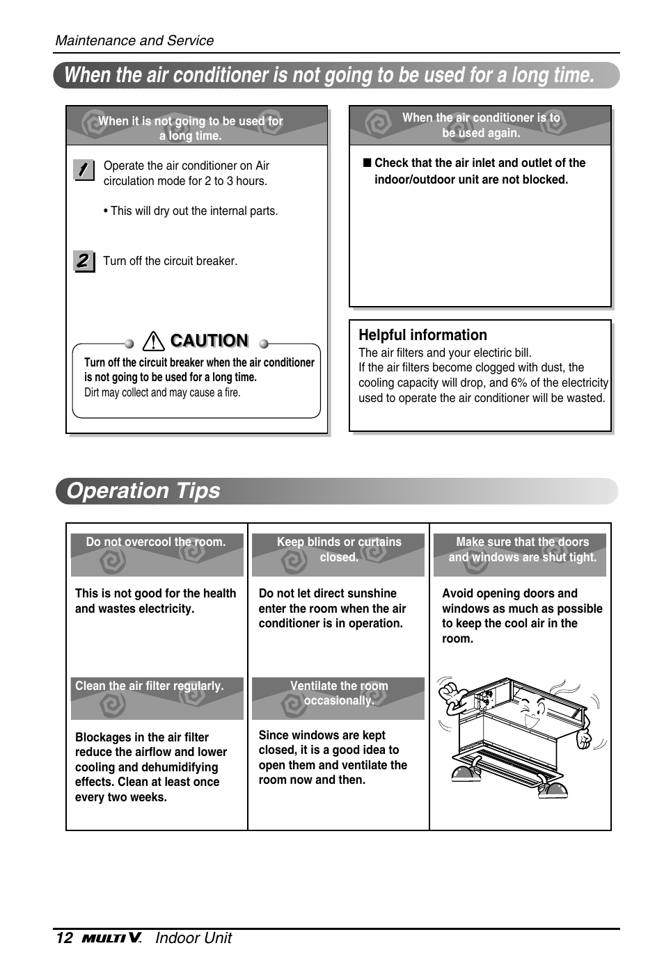 Operation tips, Caution | LG ARNU07GB1G1 User Manual | Page 12 / 15