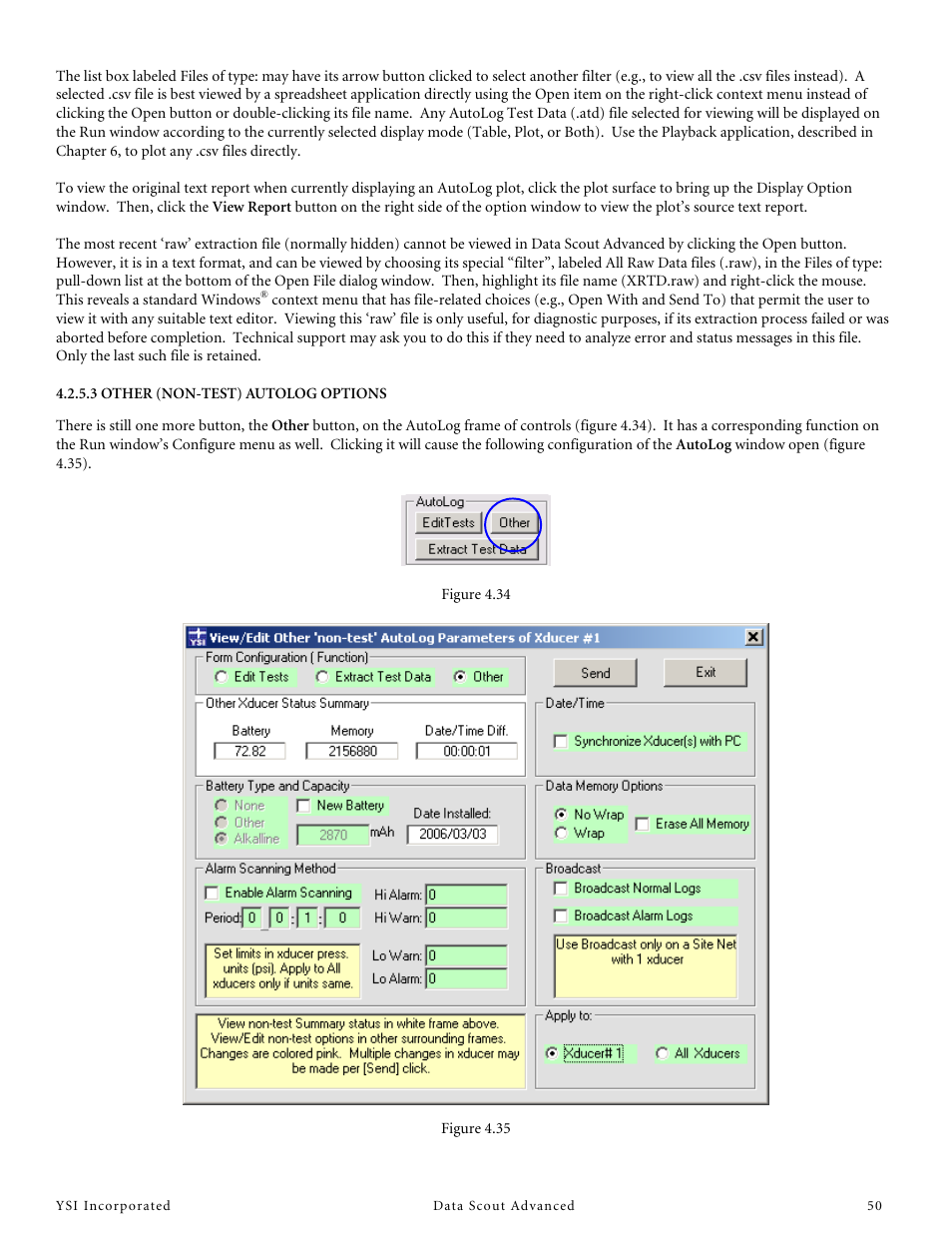 3 other (non-test) autolog options | YSI Data Scout Advanced User Manual | Page 54 / 115