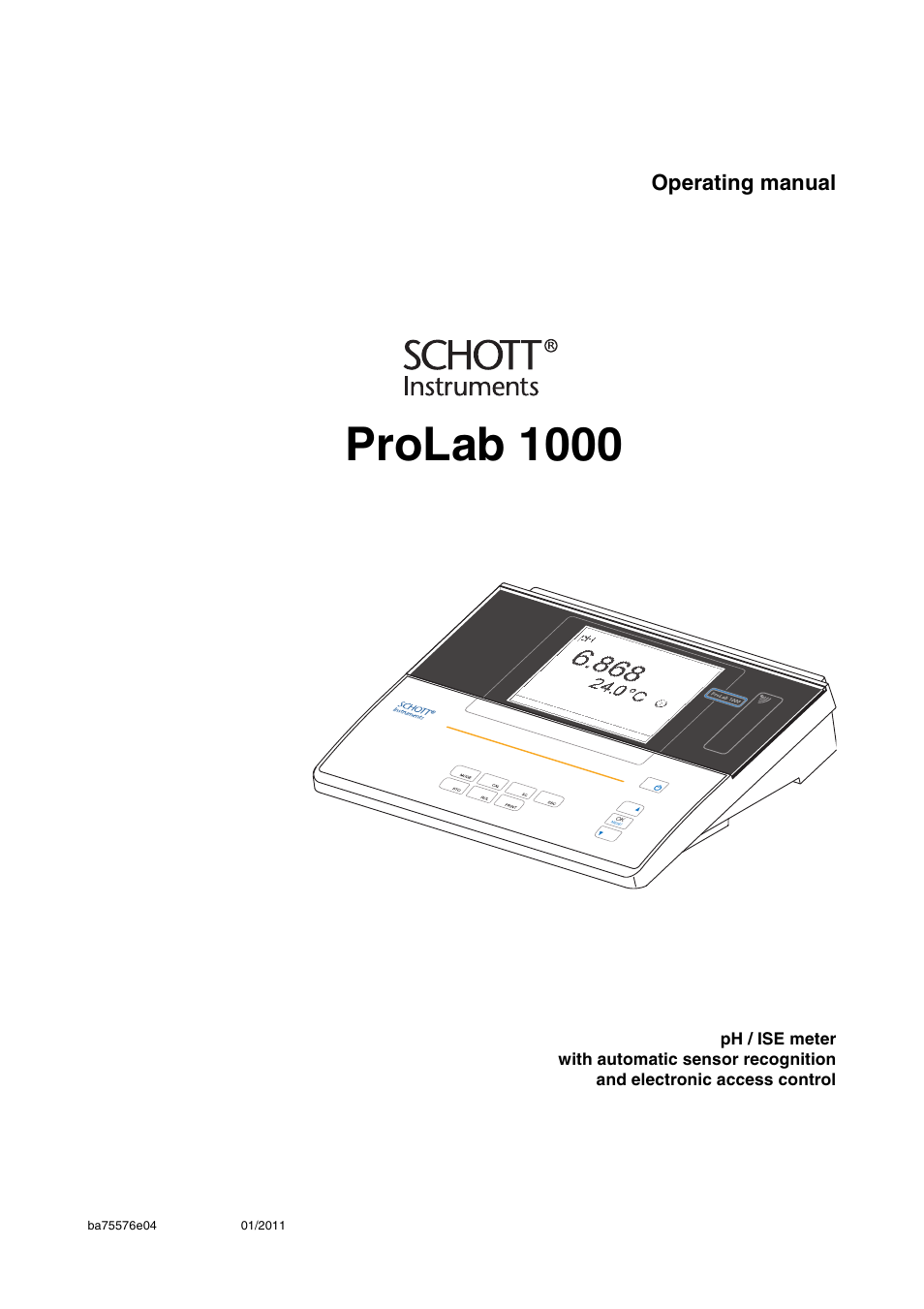 Xylem ProLab 1000 BENCH TOP pH METER User Manual | 103 pages