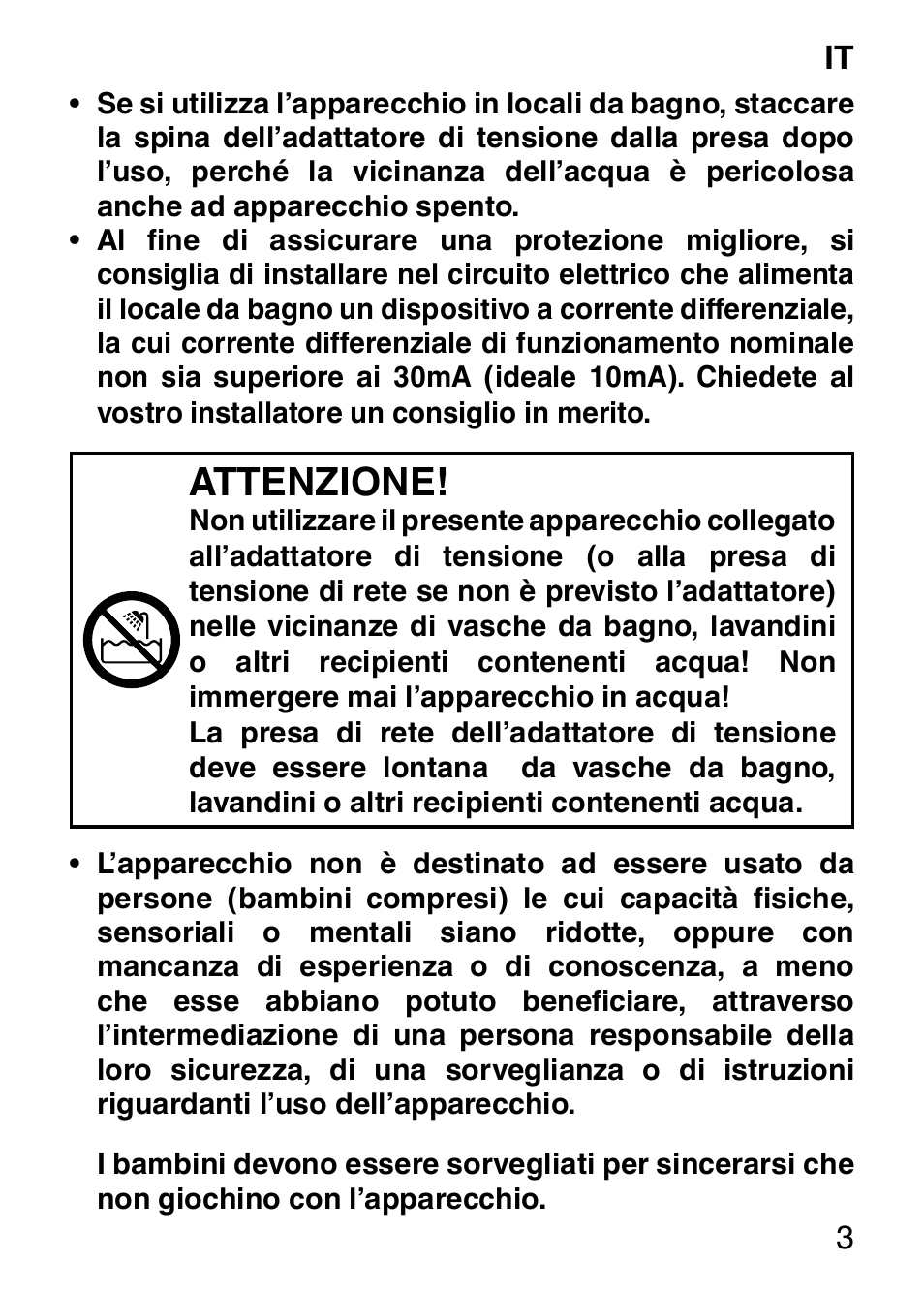 Attenzione | Imetec HI MAN EXPERT HC7 200 User Manual | Page 10 / 128