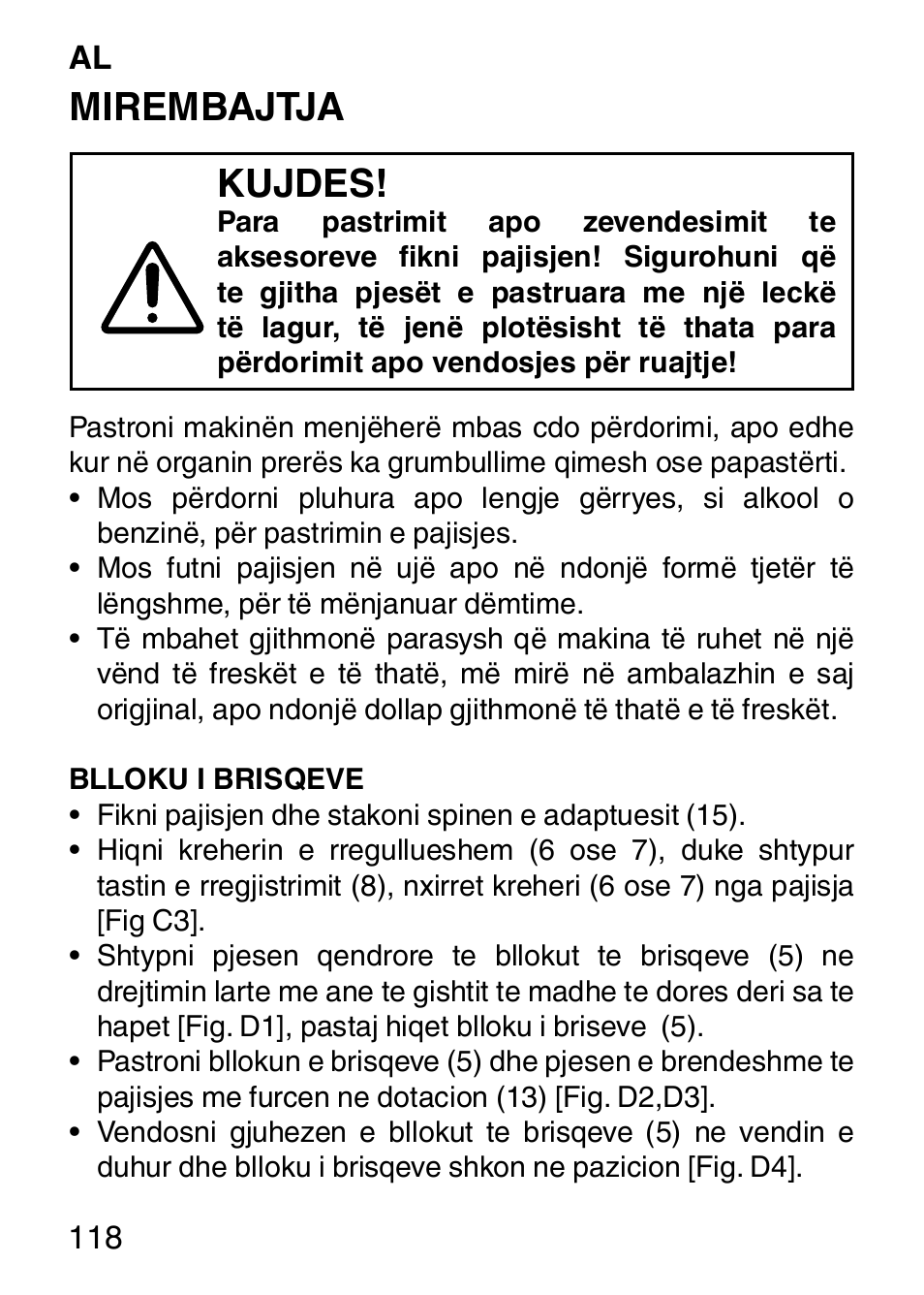 Mirembajtja kujdes | Imetec HI MAN EXPERT HC7 200 User Manual | Page 125 / 128
