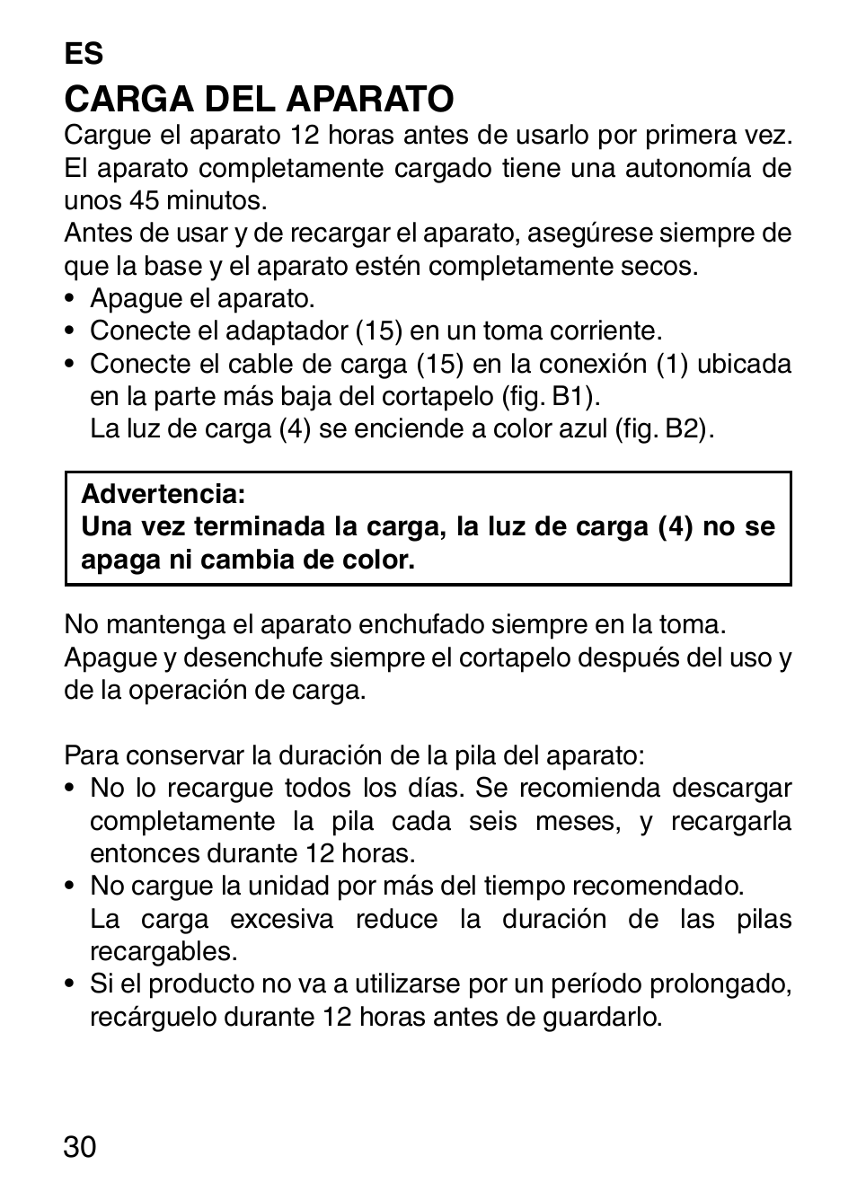Carga del aparato | Imetec HI MAN EXPERT HC7 200 User Manual | Page 37 / 128