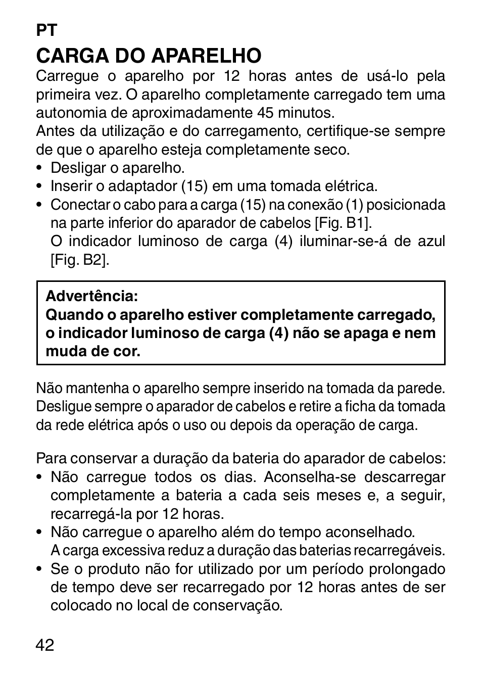 Carga do aparelho | Imetec HI MAN EXPERT HC7 200 User Manual | Page 49 / 128