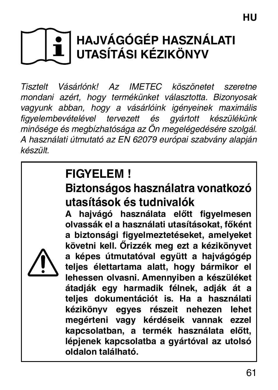 Hajvágógép használati utasítási kézikönyv | Imetec HI MAN EXPERT HC7 200 User Manual | Page 68 / 128