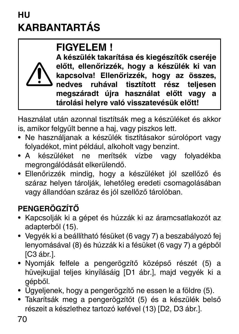 Karbantartás figyelem | Imetec HI MAN EXPERT HC7 200 User Manual | Page 77 / 128
