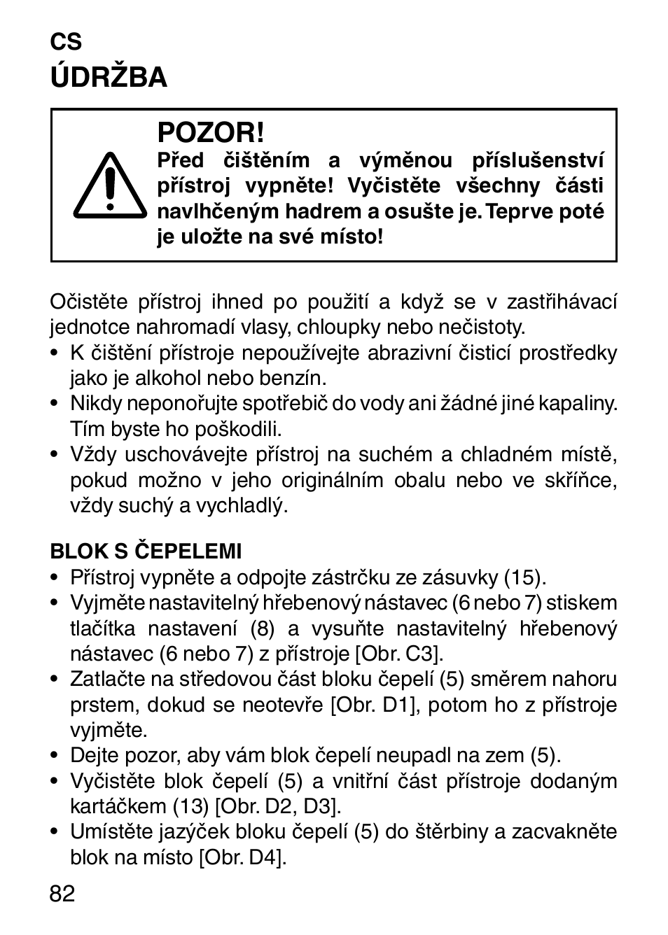 Údržba pozor | Imetec HI MAN EXPERT HC7 200 User Manual | Page 89 / 128