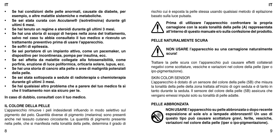 Imetec BELLISSIMA FLASH & GO PLUS User Manual | Page 8 / 63