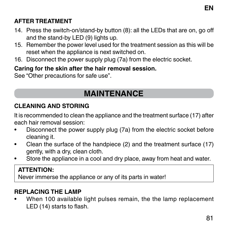Maintenance | Imetec BELLISSIMA SENSEPIL LUX User Manual | Page 85 / 118