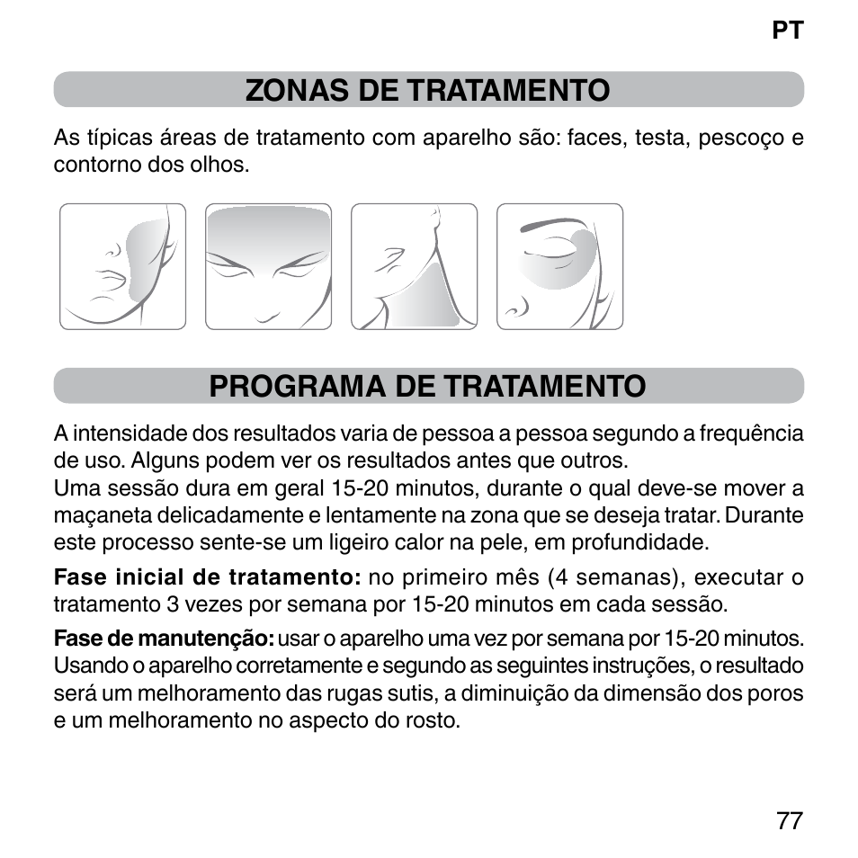 Zonas de tratamento, Programa de tratamento | Imetec BELLISSIMA FACE FX User Manual | Page 81 / 92