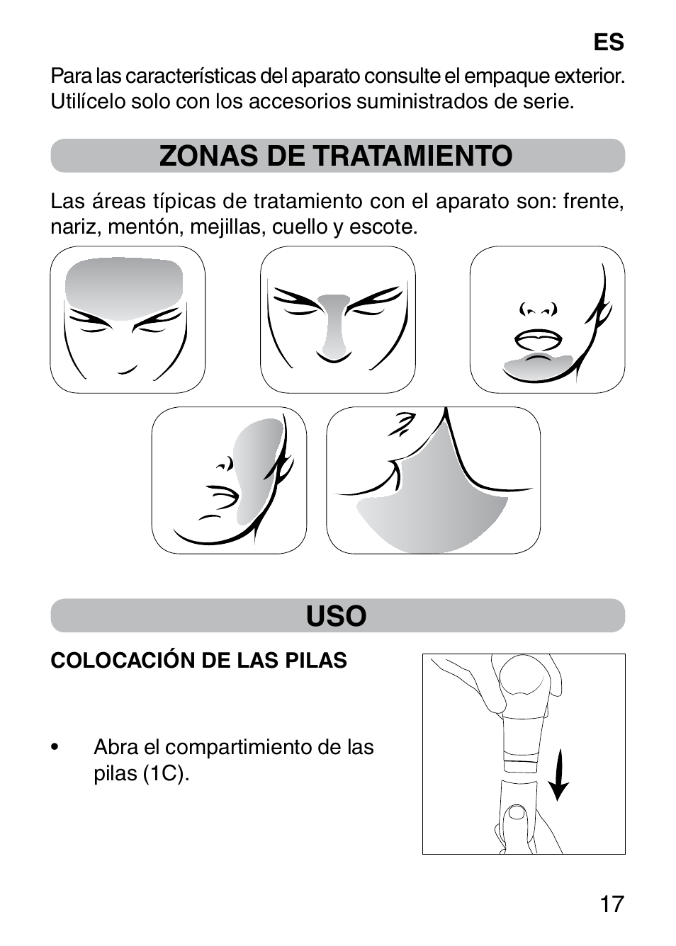 Zonas de tratamiento | Imetec BELLISSIMA FACE CLEANSING User Manual | Page 19 / 58