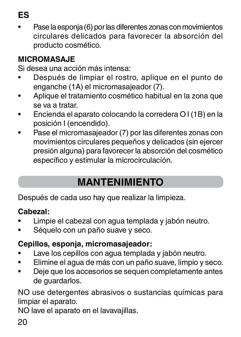 Mantenimiento | Imetec BELLISSIMA FACE CLEANSING User Manual | Page 22 / 58