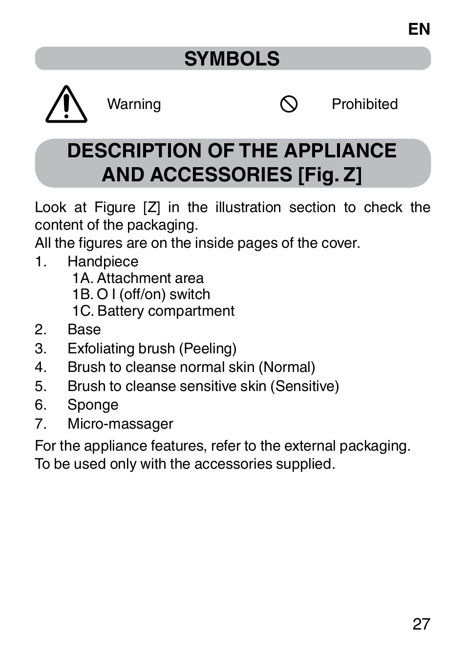 Symbols | Imetec BELLISSIMA FACE CLEANSING User Manual | Page 29 / 58