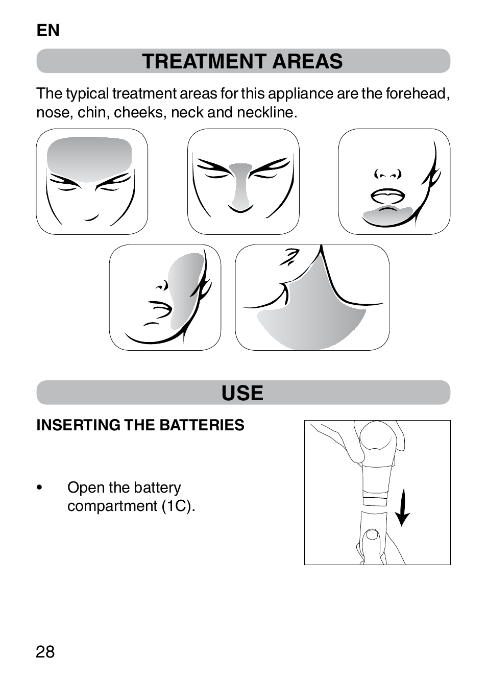 Treatment areas | Imetec BELLISSIMA FACE CLEANSING User Manual | Page 30 / 58