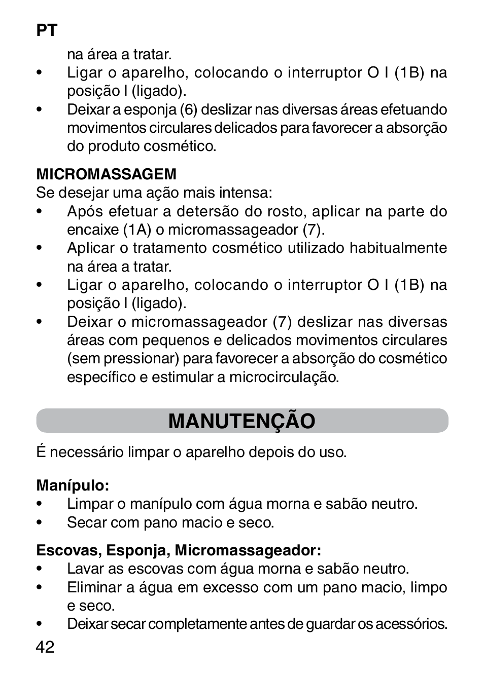 Manutenção | Imetec BELLISSIMA FACE CLEANSING User Manual | Page 44 / 58