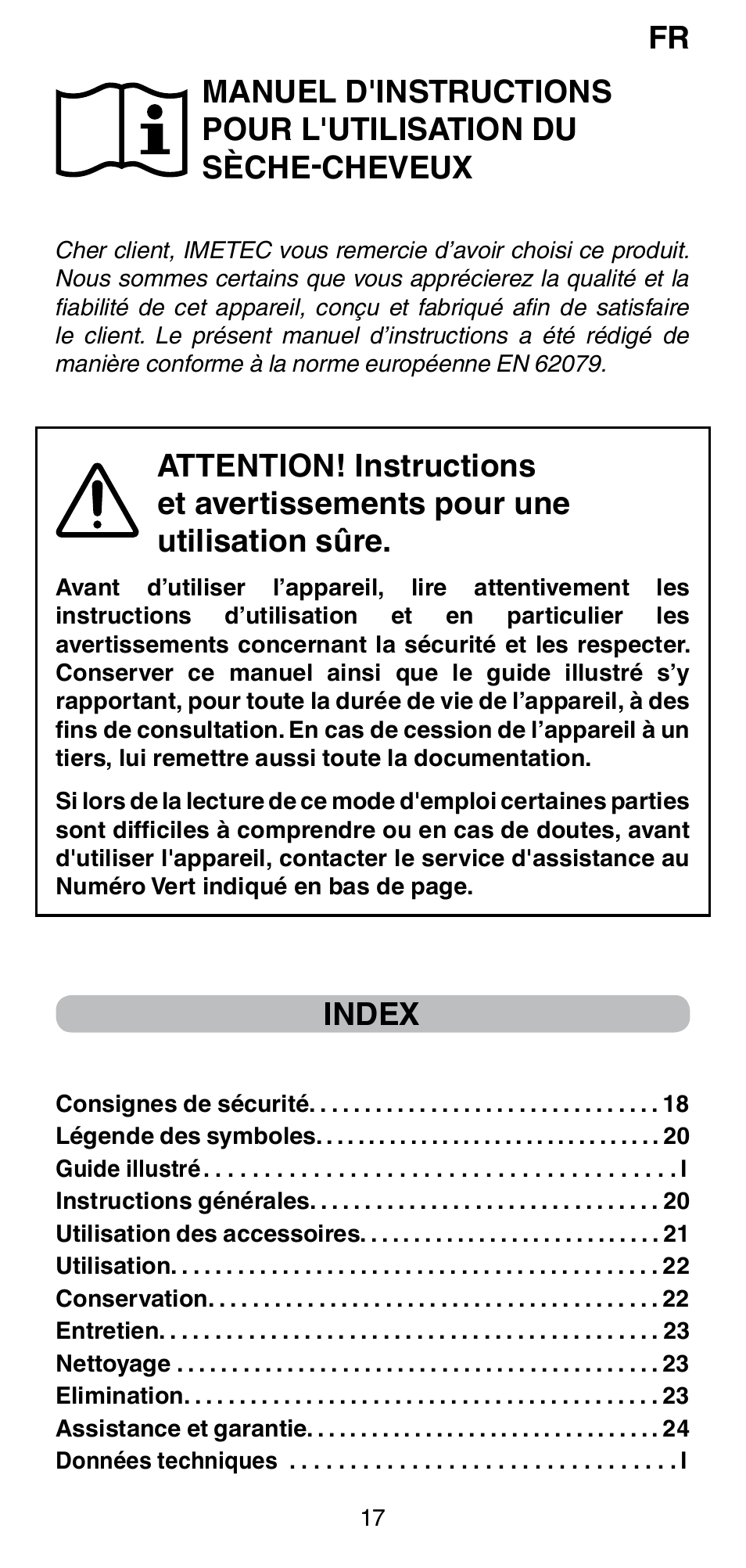 Index | Imetec BELLISSIMA PC5 2500 User Manual | Page 19 / 84