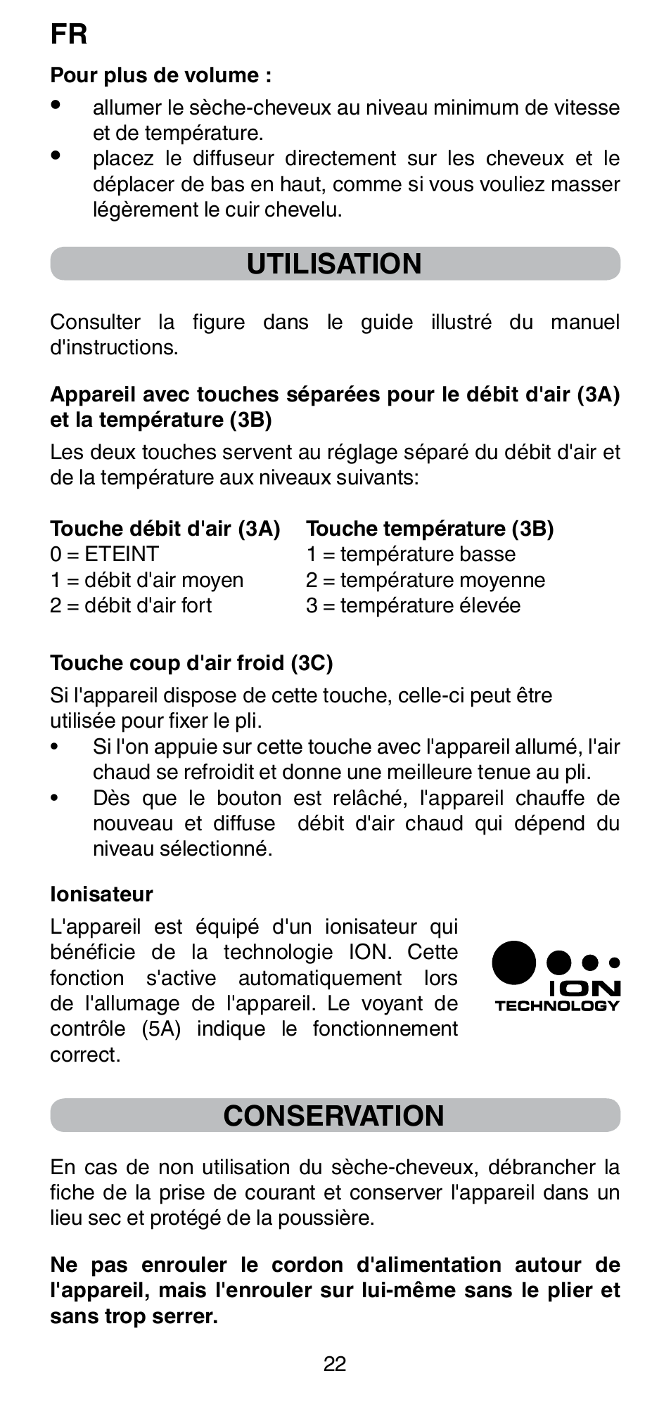 Utilisation, Conservation | Imetec BELLISSIMA PC5 2500 User Manual | Page 24 / 84