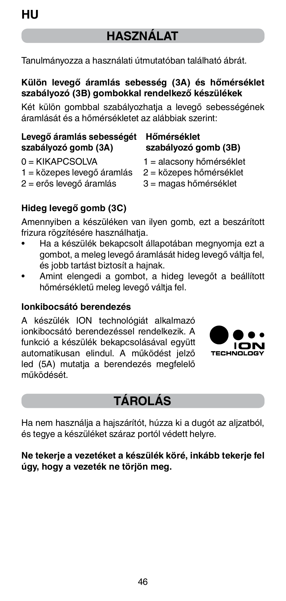 Használat, Tárolás | Imetec BELLISSIMA PC5 2500 User Manual | Page 48 / 84