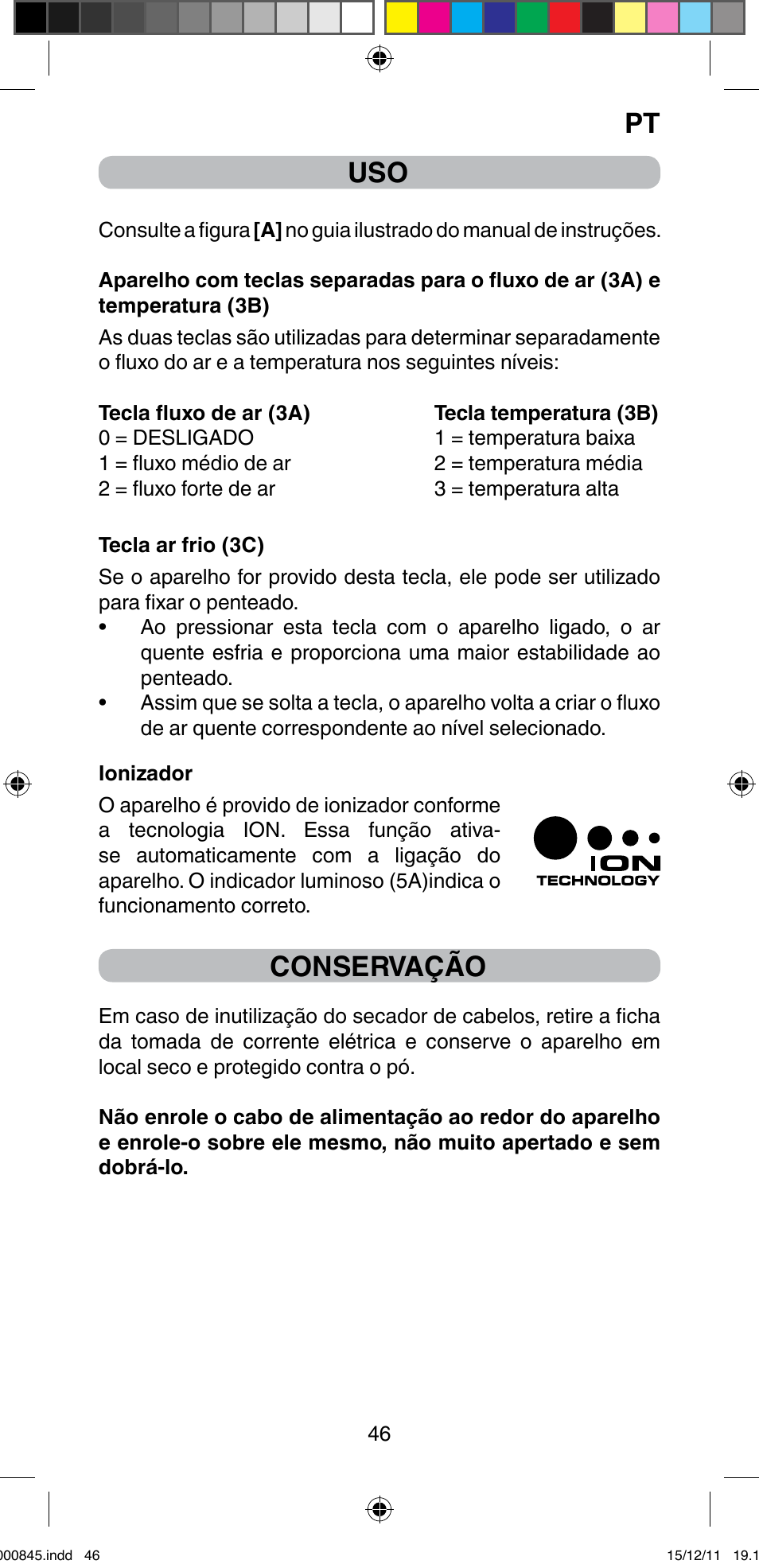 Conservação | Imetec BELLISSIMA PROFESSIONAL P1 2500 User Manual | Page 49 / 76