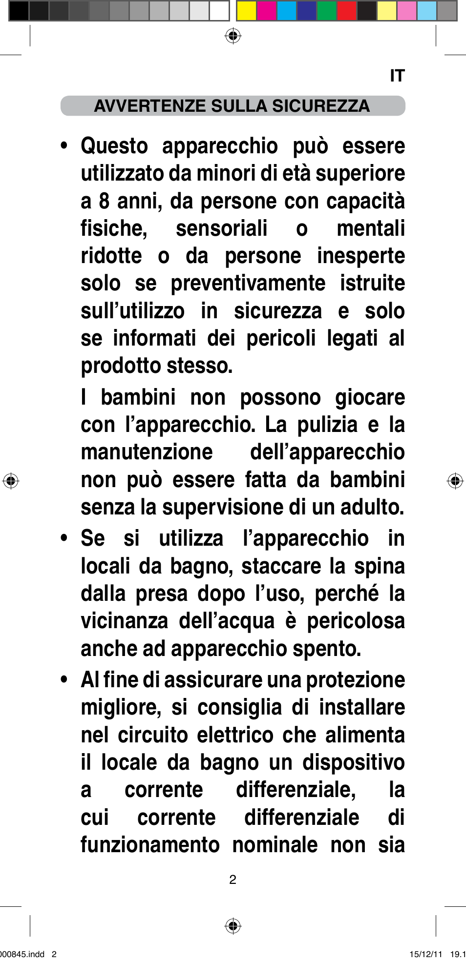 Imetec BELLISSIMA PROFESSIONAL P1 2500 User Manual | Page 5 / 76