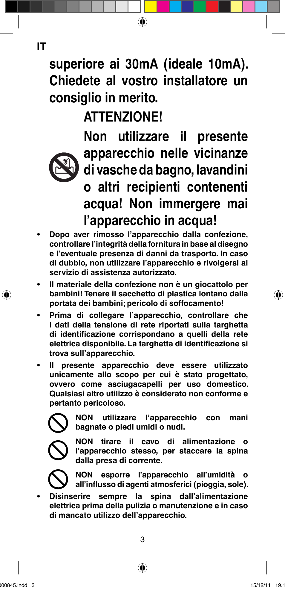 Imetec BELLISSIMA PROFESSIONAL P1 2500 User Manual | Page 6 / 76