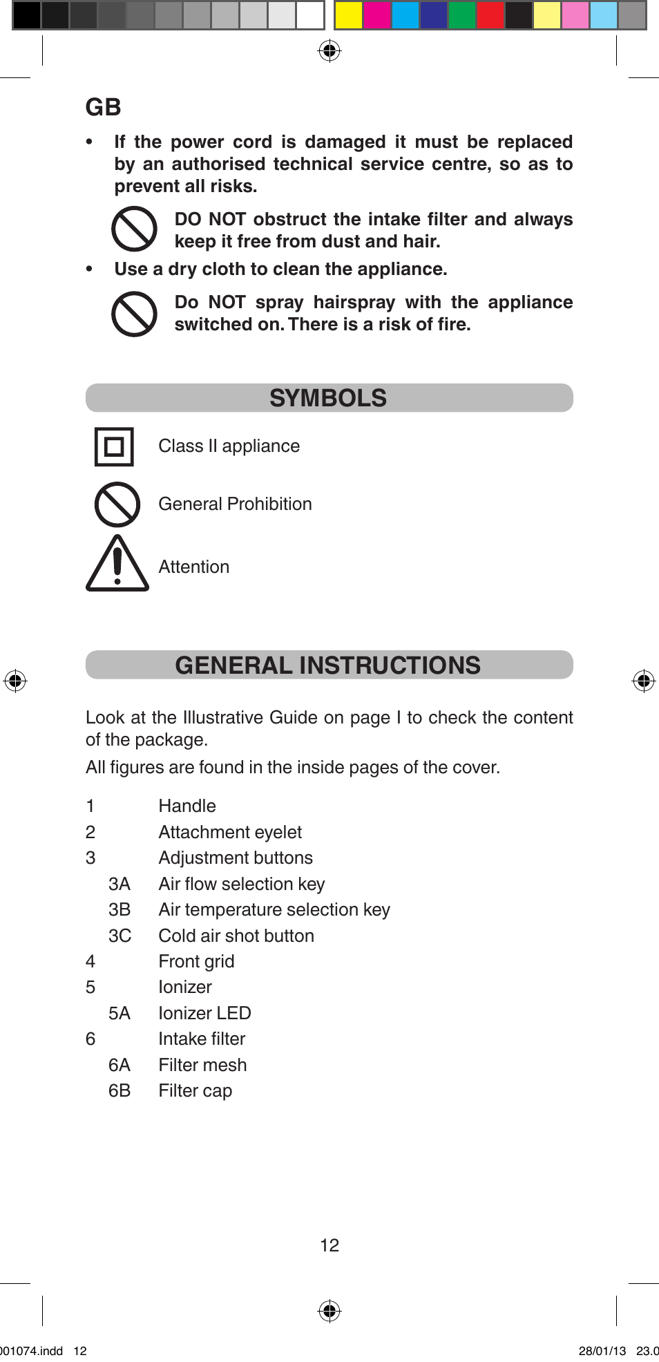 Symbols, General instructions | Imetec BELLISSIMA K5 2000 User Manual | Page 14 / 84