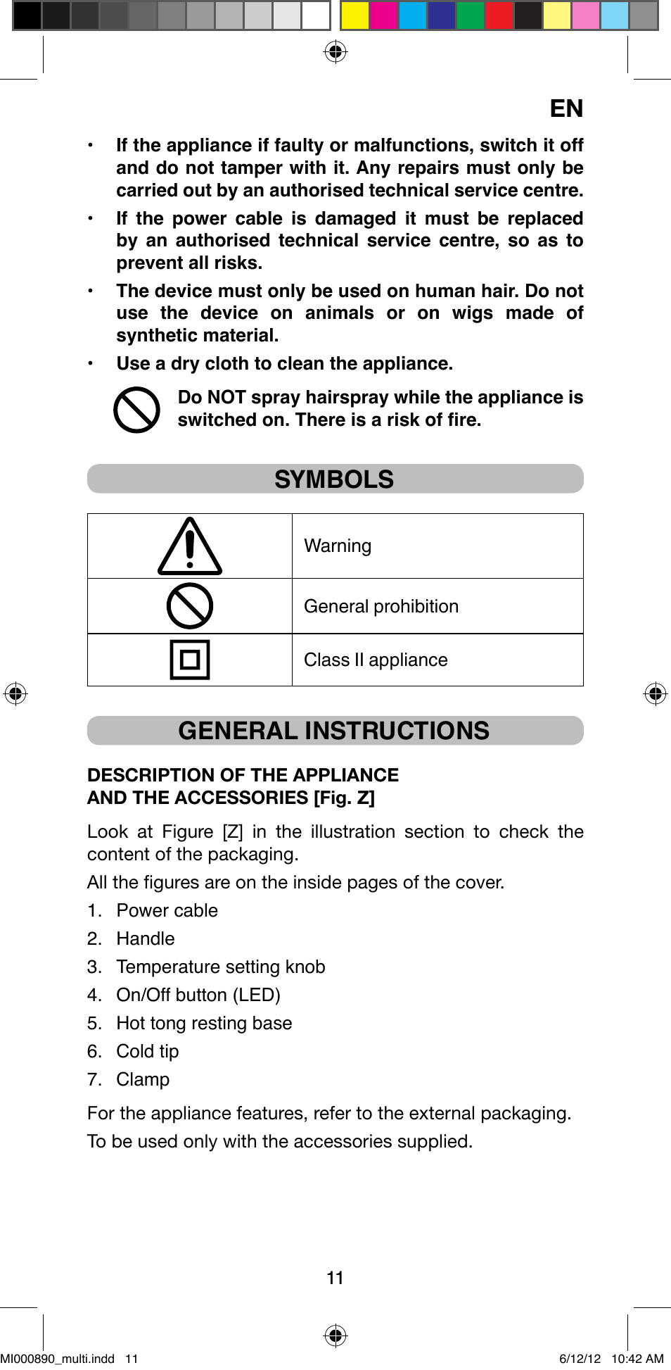 Symbols, General instructions | Imetec BELLISSIMA G13 50 User Manual | Page 13 / 65