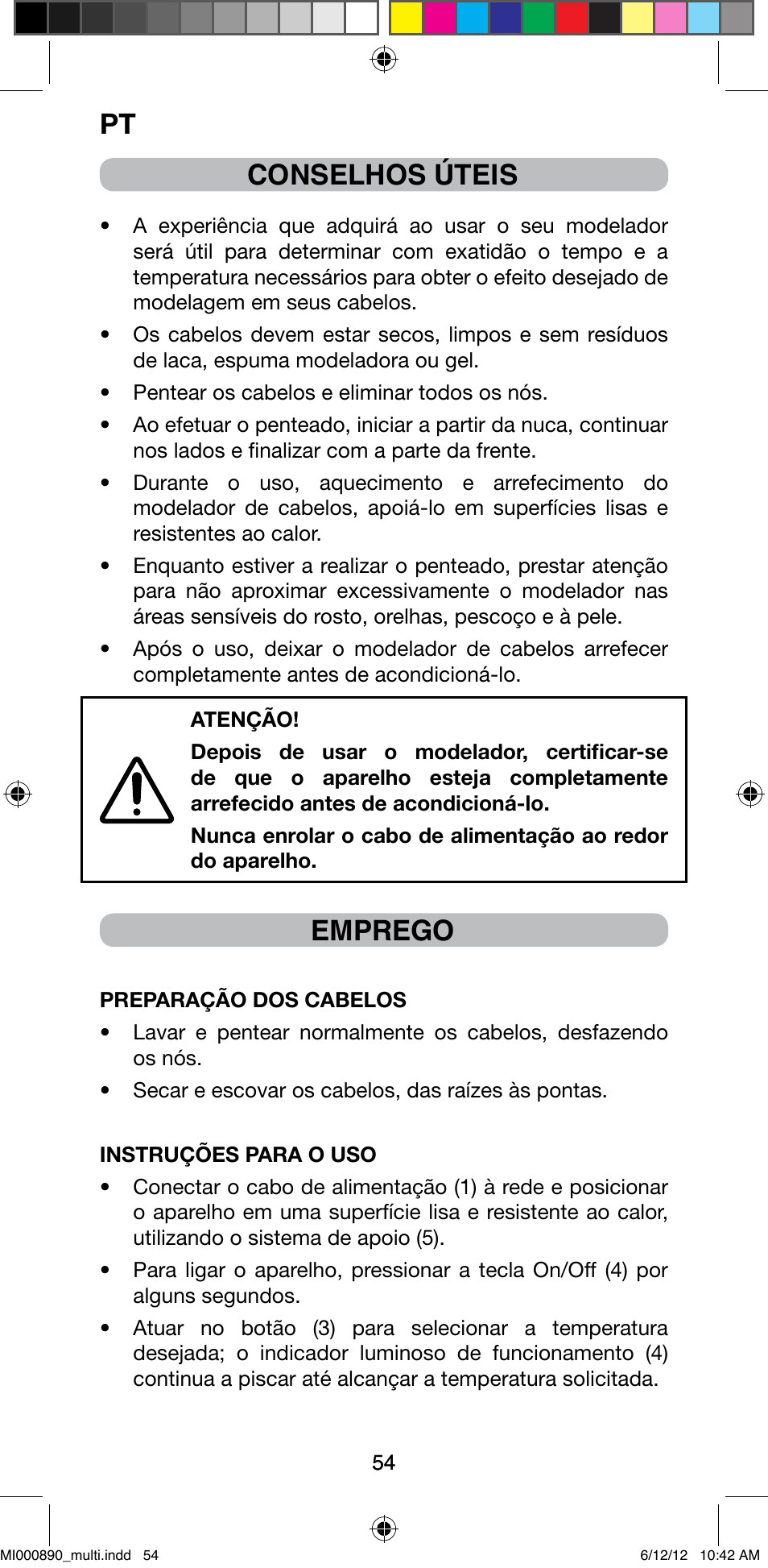 Conselhos úteis, Emprego | Imetec BELLISSIMA G13 50 User Manual | Page 56 / 65