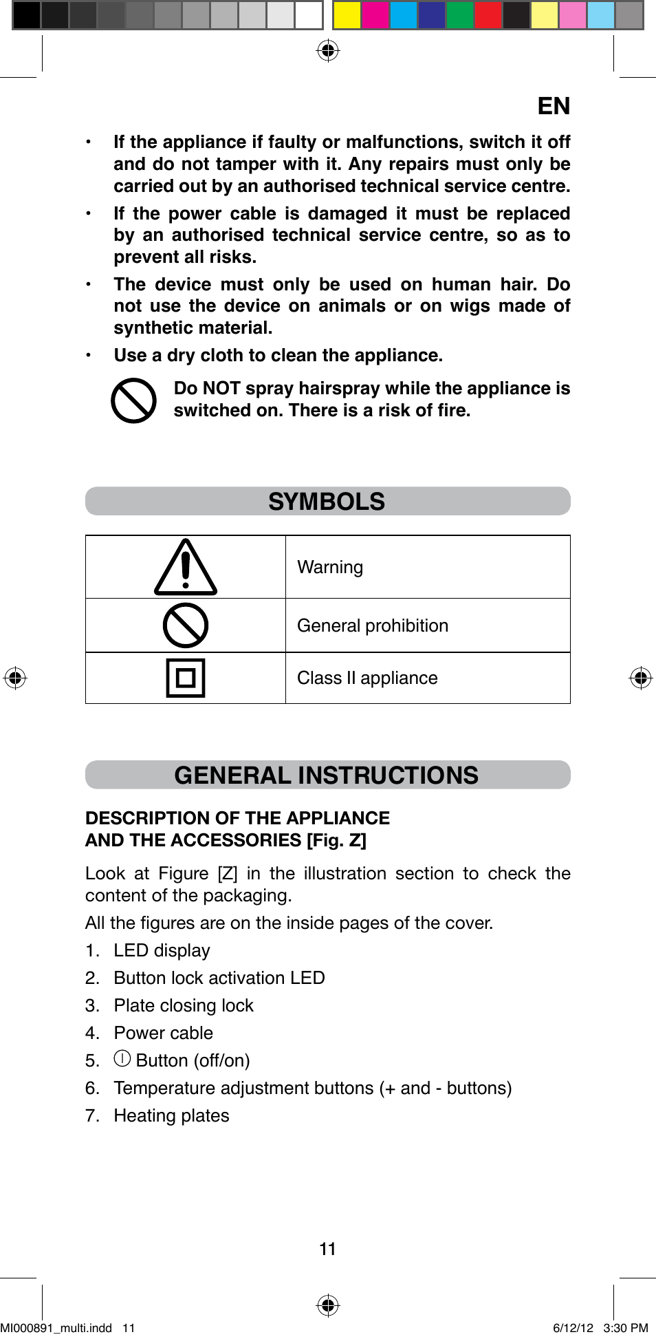 Symbols, General instructions | Imetec BELLISSIMA B 100 User Manual | Page 13 / 65
