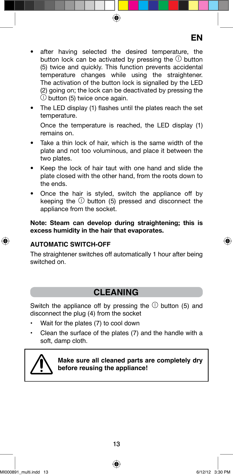 Cleaning | Imetec BELLISSIMA B 100 User Manual | Page 15 / 65