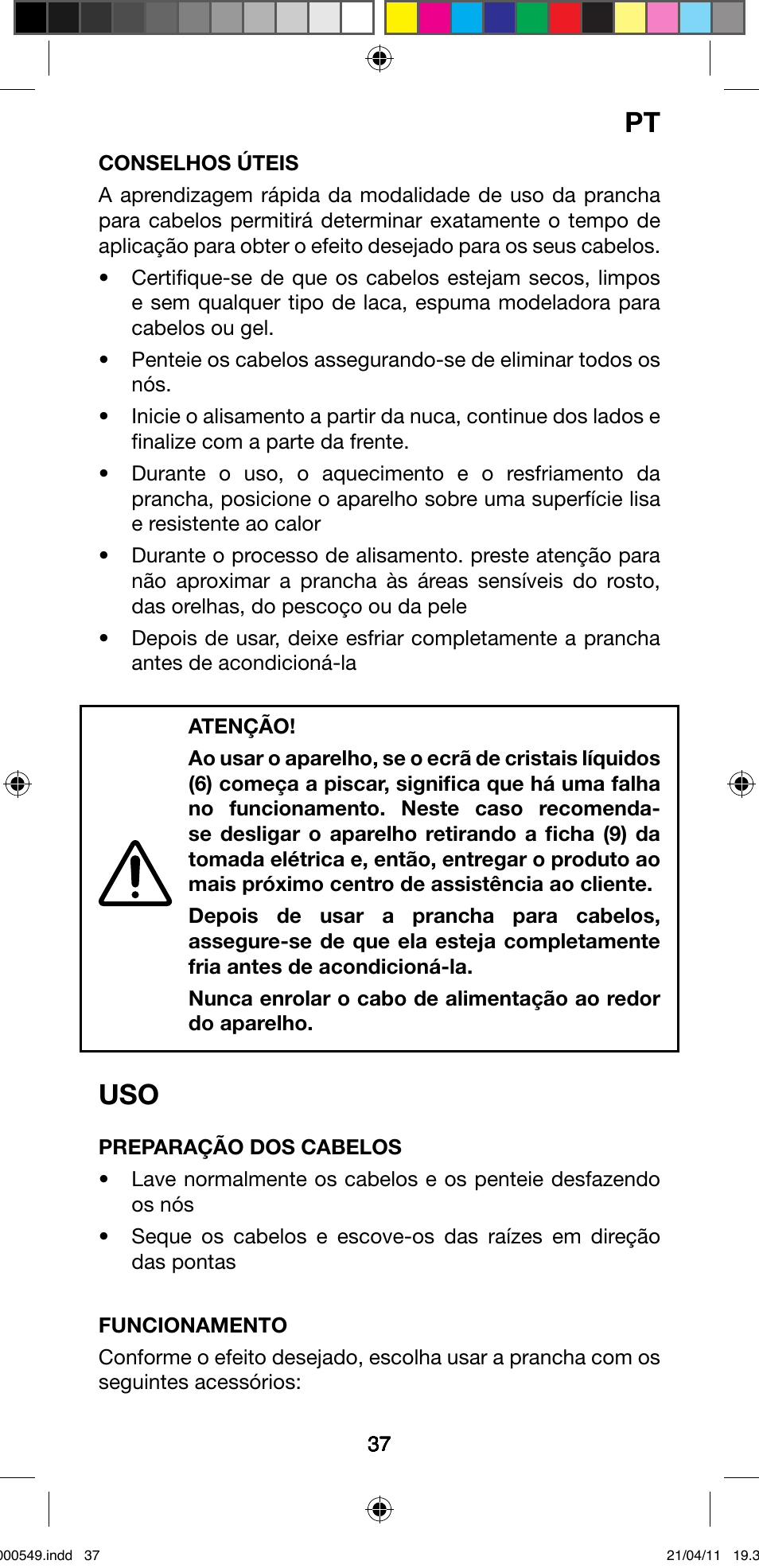 Imetec BELLISSIMA CREATIVITY STYLE CREATOR B7 500 User Manual | Page 39 / 66