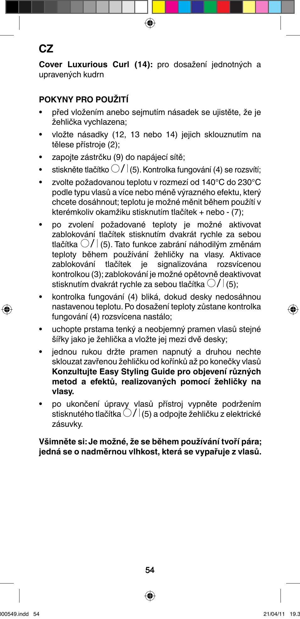 Imetec BELLISSIMA CREATIVITY STYLE CREATOR B7 500 User Manual | Page 56 / 66