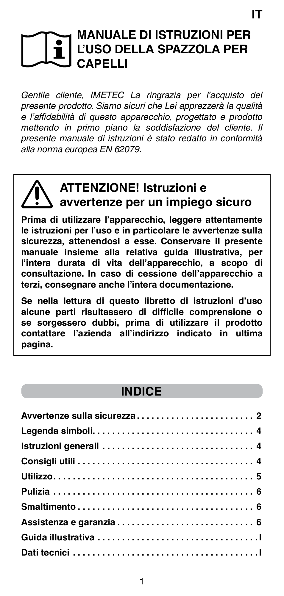 Indice | Imetec BELLISSIMA MAGIC STYLE PB4 38 User Manual | Page 3 / 62