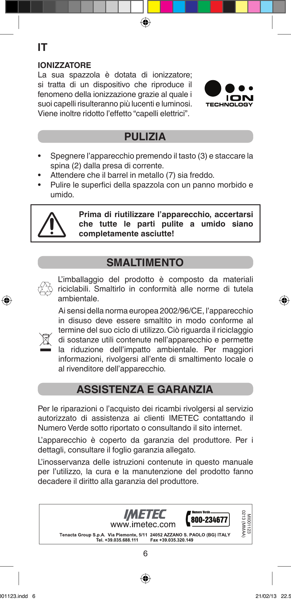 Pulizia, Smaltimento, Assistenza e garanzia | Imetec BELLISSIMA MAGIC STYLE PB2 25 User Manual | Page 8 / 56