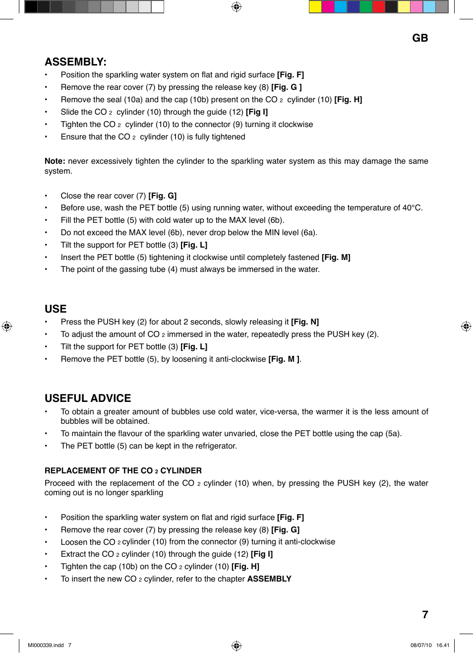Assembly, Useful advice, Gb 7 | Imetec ACQUA BLS 100 User Manual | Page 13 / 26